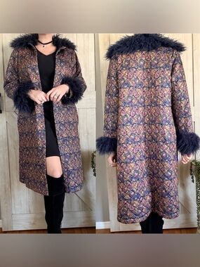 Vintage 70’s Paisley Penny Lane Mongolian Fur Coat